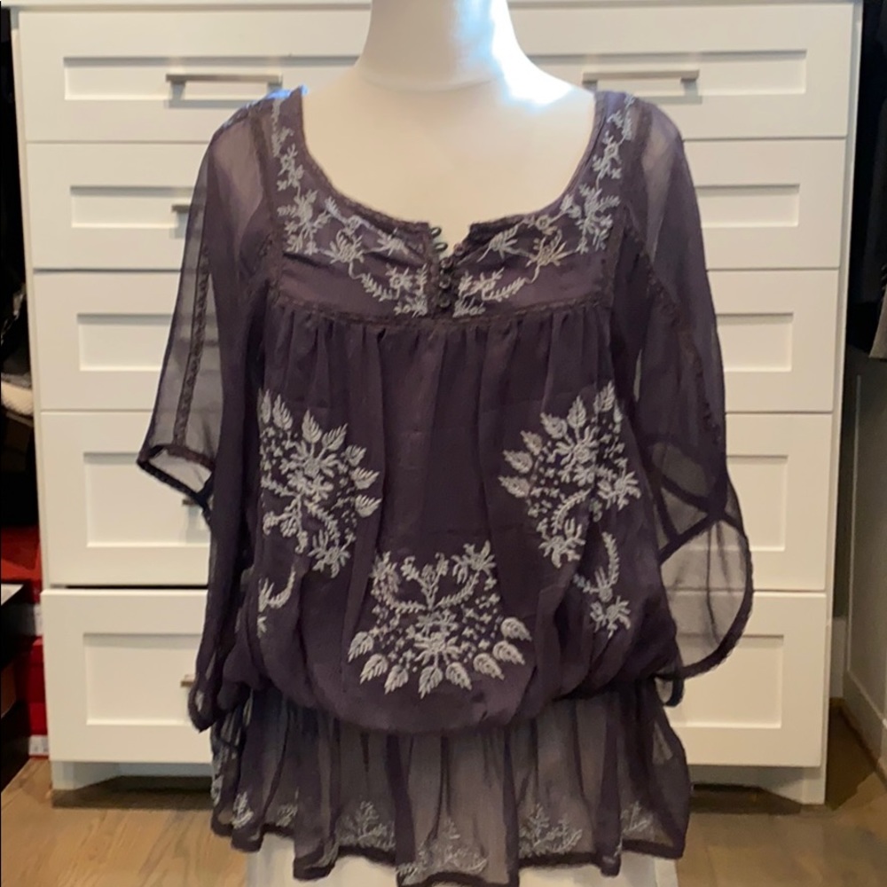 Grey embroidered top